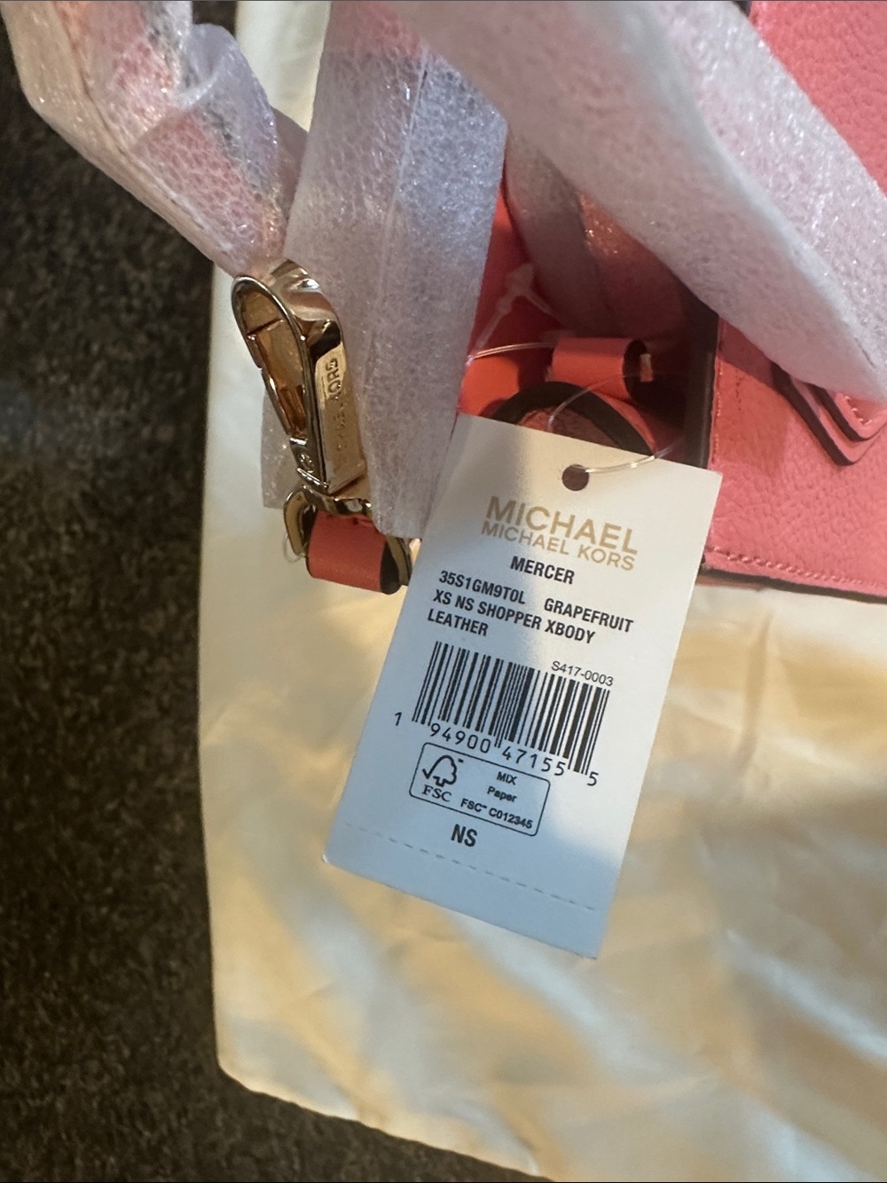 Michael Kors Mercer XS Shopper Tote-Grapefruit (Pink) - Picture 3 of 10